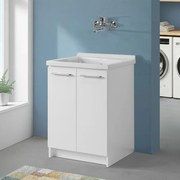 Mobile lavatoio 61x61 cm a due ante con vasca in ceramica Revine