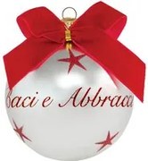 Pallina di Natale con scritta Baci e Abbracci 10 cm