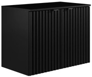 Mobile sotto lavabo sospeso scanalato con piano di appoggio L80 cm Nero - ZILGA