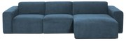 Divano angolare componibile blu (con penisola a destra) con rivestimento in velluto a coste Sting – Scandic