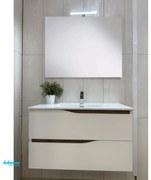 Mobile Bagno Sospeso "Smart" Da 90 Cm Colore Beton Bianco/Sherwood Natural