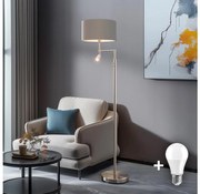 Eglo - Lampada LED da terra TUNJA 1xE27/60W/230V + LED/2,1W diametro 38 cm cromo/taupe