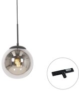 Lampada a sospensione Art Déco Nera con vetro fumé con adattatore per binario monofase - Slimline Flore