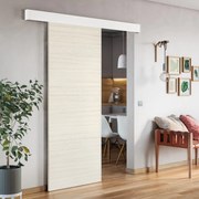 Porta scorrevole Oxford palissandro in mdf bianco, L 93 x H 212 cm, con binario Atelier bianco Reversibile