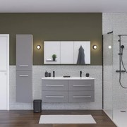 Mobile bagno sospeso con lavabo L 121 x H 53.7 x P 47.5 cm grigio opaco 4 cassetti per doppia vasca Perla