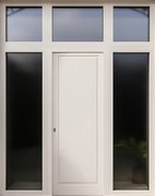 Portoncino d'ingresso in alluminio Bugnale 62 L 80 x H 210 cm bianco/noce apertura a destra