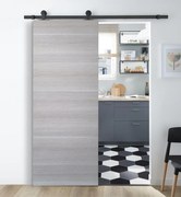 Porta scorrevole reversibile Corn in mdf grigio, L 92.5 x H 211.5 cm, con binario Industrial