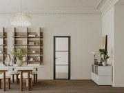 Blocco porta reversibile H204 x L93 cm in Alluminio e Vetro temperato smerigliato Nero  - MASERU