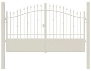 Cancello manuale con serratura elettrica Civetta in ferro, apertura centrale, L 308.5, H 150-180 cm, di colore bianco