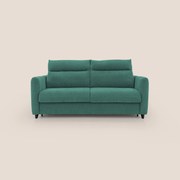 Peonia divano letto scandinavo con materasso H18 cm e morbido e alto schienale in tessuto Bouclé impermeabile T07 verde