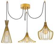 Lampadario a sospensione con filo MEZOPOTAMYA 3xE27/40W/230V ragno oro