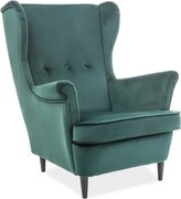Poltrona Lord in velluto verde Blu78/wenge