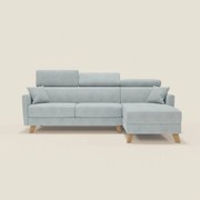 Francy divano letto angolare sfoderabile - penisola contenitore e poggiatesta reclinabili in tessuto smacchiabile T17 verde acqua