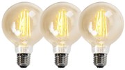 Set di 3 lampadine LED dimmerabili E27 G95 oro 5W 450lm 2200K