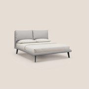 Astrid letto imbottito con piedi in legno in microfibra smacchiabile T11 grigio chiaro
