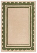 Tappeto in lana tessuto a mano di colore verde-naturale 160x230 cm Lois Scallop - Flair Rugs