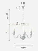 Lampadario ravel 3 luci attacco e14 bianco e cromo d.60cm