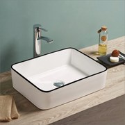 Lavabo D'Appoggio 49x38 Cm Rubicer "Break The Rules" Bianco Lucido Con Bordo Nero Lucido