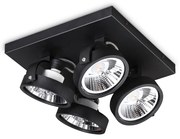 Plafoniera Moderna Konig Metallo Nero 4X10W Gu10 3000K Luce Calda