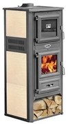 Stufa A Legna In Acciaio E Ghisa 12,1 kW Con Forno K-Line Kalorosa Crema