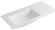 Lavabo integrale a sinistra rettangolare L 100.5 x H 15 x P 46 cm in resina bianco