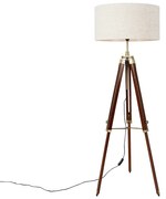 Lampada da terra in ottone con paralume grigio chiaro a treppiede 50 cm - Cortin