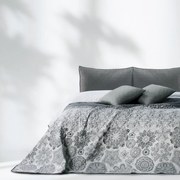 Copriletto bifacciale in microfibra bianco e grigio, 260 x 280 cm Alhambra - DecoKing