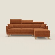 Francy divano letto angolare sfoderabile - penisola contenitore e poggiatesta reclinabili in tessuto smacchiabile T17 arancio