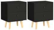 Comodini 2 pz neri 40x30x50 cm legno massello di pino