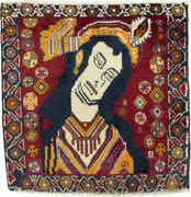 Shiraz Tappeto 50 x 50 Rosso (Iran) Annodato A Mano