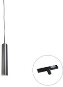 Lampada a sospensione di design nera incl. adattatore per binario monofase - Slimline Tuba Small
