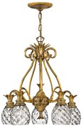 Lampadario Contemporaneo Plantation Ottone Bronzo Brunito Vetro 5 Luci E27