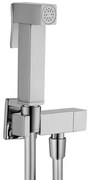 Set bidet quadrato in ottone cromato con tubo flessibile silver
