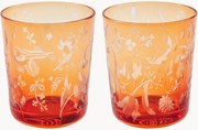 Set di 2 bicchieri in vetro soffiato Scattered Flowers