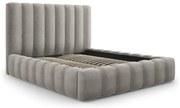 Letto matrimoniale imbottito grigio chiaro con contenitore con griglia 200x200 cm Kelp - Micadoni Home