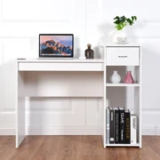 Scrivania da computer con cassetto in legno Tavolo da ufficio 108x39,5x82cm  Nero - Costway