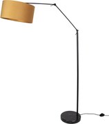 Lampada da terra nera regolabile con paralume giallo e interno dorato 50 cm - Editor