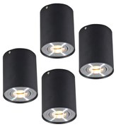 Set di 4 faretti da soffitto Rondoo Up nero