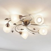 Plafoniera soffitto Yannie Lindby, dimmerabile, Alluminio / Grigio / Zincato, Soggiorno / Sala da pranzo, Metallo, Antico, Plafoniera