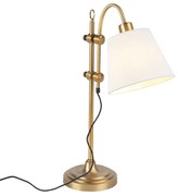 Lampada da tavolo classica bronzo con paralume bianco - Ashley