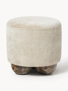 Pouf imbottito con piedini a sfera effetto marmo Lino