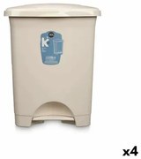 Cestino a pedale Beige Plastica 30 L (4 Unità)