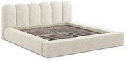 Letto matrimoniale imbottito beige con vano contenitore con griglia 160x200 cm Mano - Makamii