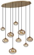 Lampada a sospensione Art Déco oro con vetro ambrato 9 luci - Jia