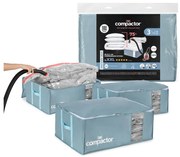 Set di organizer per vestiti sottovuoto in plastica 3 pz 65x45x27 cm Blue Edition - Compactor