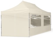 TOOLPORT 3x6m gazebo pieghevole con laterali (finestre panoramiche), ECONOMY alluminio, crema - (59023)