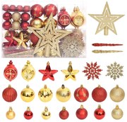 Set Addobbi di Natale 108 pz, Oro e Rosso