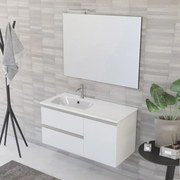 Mobile bagno sospeso 100 cm Master bianco con lavabo e specchio