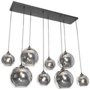 Lampada a sospensione intelligente nera con vetro fumé incl. 8 Wifi G95 - Sandra