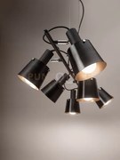 Sospensione megafono 6 luci in metallo colore nero e oro attacco e2...